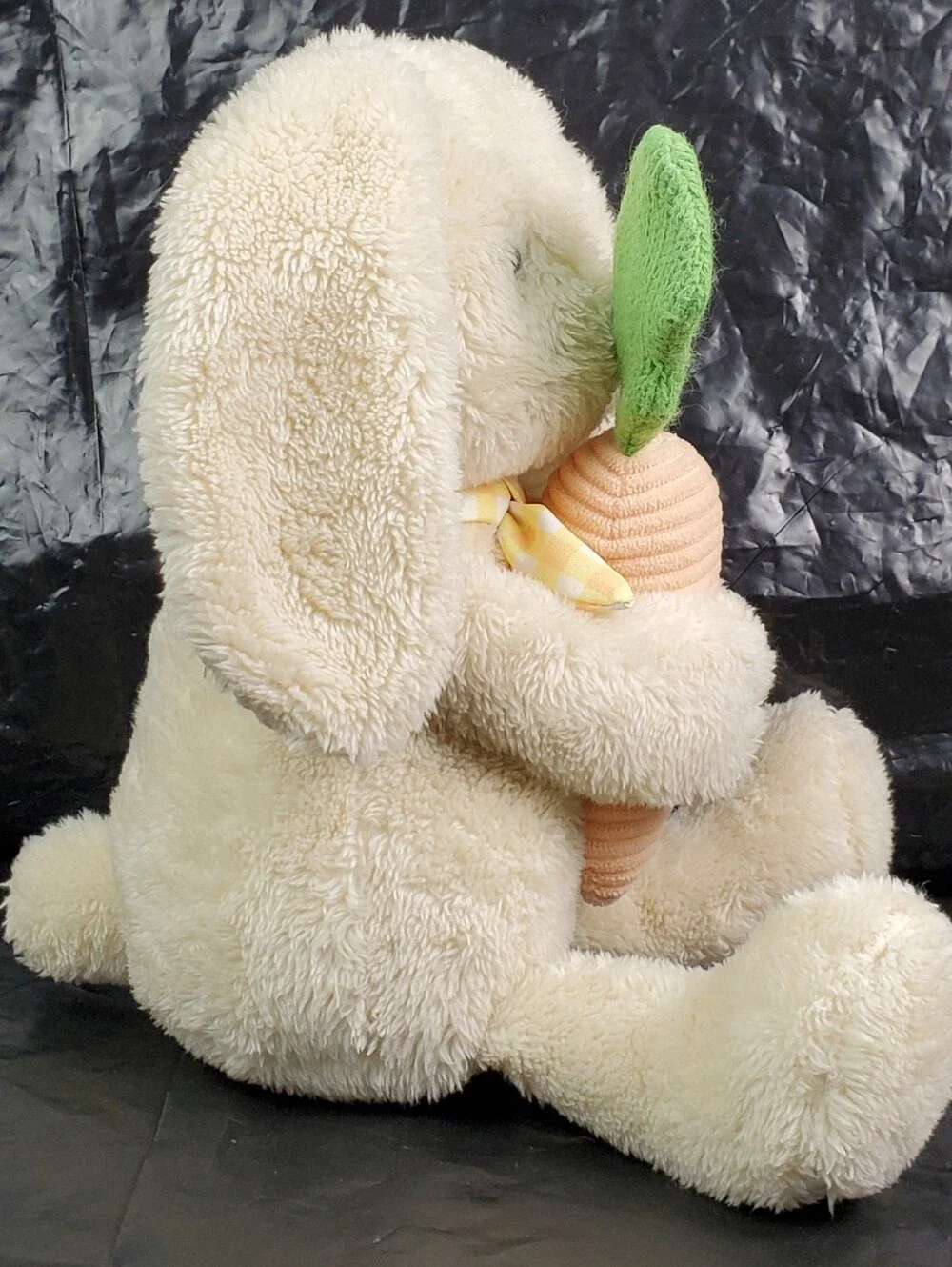 Cloud Island Cream Bunny w/ Carrot Rattle Stuffed Animal Plush Sewn Eyes - GUC